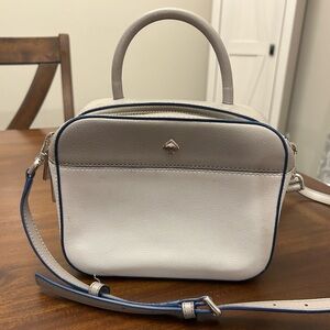 Kate Spade Gray and White Crossbody Bag with Blue Accents